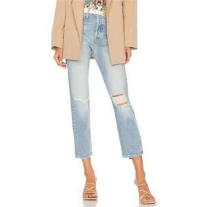 Mother Distressed Denim Jeans The Scrapper Ankle in Bless You Again Size 26